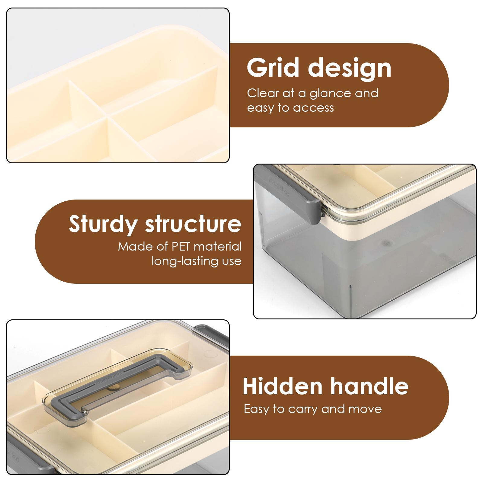 

Medicine Storage Box with Handle Large Capacity Sealing Solid Plastic First Aid Organizer Emergency Supplies Container for Home прозорий