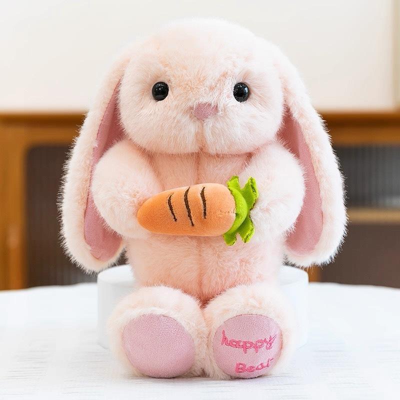 Cute Carrot Rabbit Plush Toy Cartoon Soft Cute Long-Eared Rabbit Doll 8 Inch Catching Doll Doll
