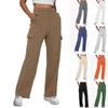 New Women's Solid Color Wide Leg Pants, Straight Loose Fit Trousers with Elastic Waist and Pockets, Slimming Casual Design for Autumn Winter