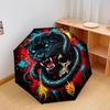 1 ks Automatický skládací deštník - Vzor Černý panter, Přenosný a skládací design s 8 žebry, Vánoční narozeninové dárky