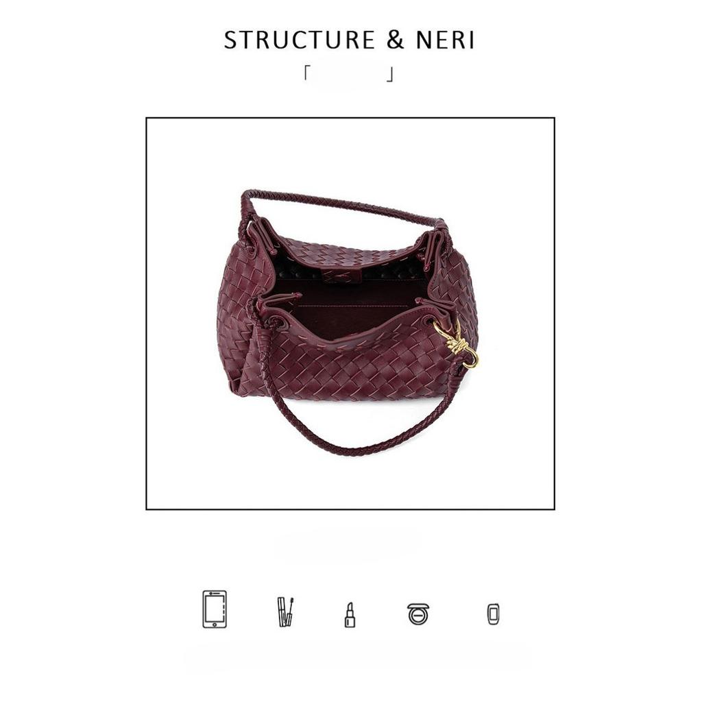 Neue Echte Lammfell Damen Handtasche, Fallschirmtasche Mittlere Größe Handgefertigte Gewebte Tasche mit Metallschnalle, Einzelne Schulter- & Handtasche