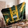 Green Bay Packers Flannel Blanket, Custom Name Text Personalized Soft Throw Blanket Home Decor Gift
