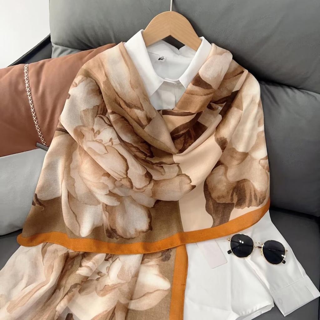 Geometric Chic Satin Scarf - Large, Luxurious Color Block Design - Imitated Silk, Windproof, Versatile Head Wrap & Beach Accessory for Travel Styling