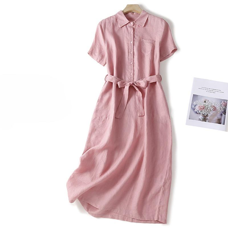 Summer Loose Women's Solid Color Long Sleeved Dress