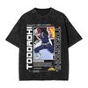 2026 My Hero Academia Shoto Todoroki Doppelseitiger Print T-Shirt, Vintage gewaschen, Harajuku Streetwear, Unisex Tee für Anime-Fans