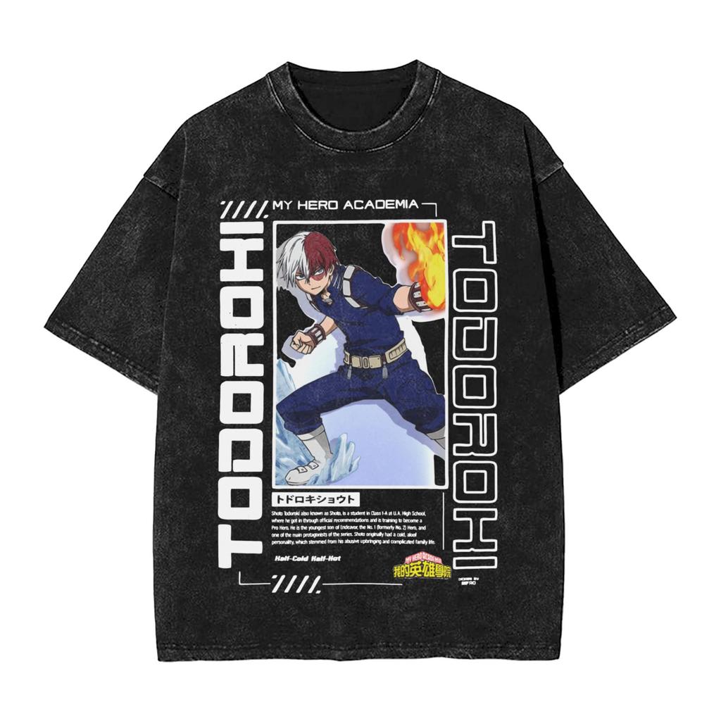 My Hero Academia Aizawa Shouta Anime Design Washed T Shirts Hip Hop Vintage T-Shirt Boku Tees Tops 100% Cotton Harajuku Unisex
