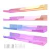 Pack of 4 Colorful Acrylic Floating Shelves Chic Acrylic Book Display Shelves Durable Floating Wall Storage Rack