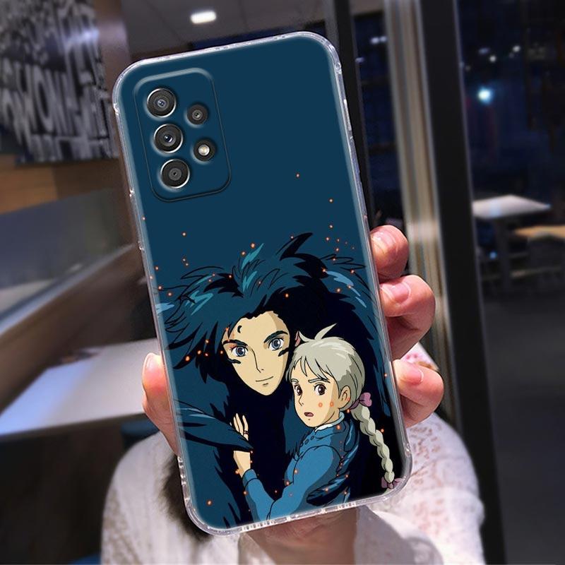 Průhledné pouzdro pro Samsung Galaxy A52 A51 A53 A72 A71 A73 A32 A31 A33 A22 A11 Pouzdro Kryt Miyazaki Hayao Anime Howl's Moving Castle
