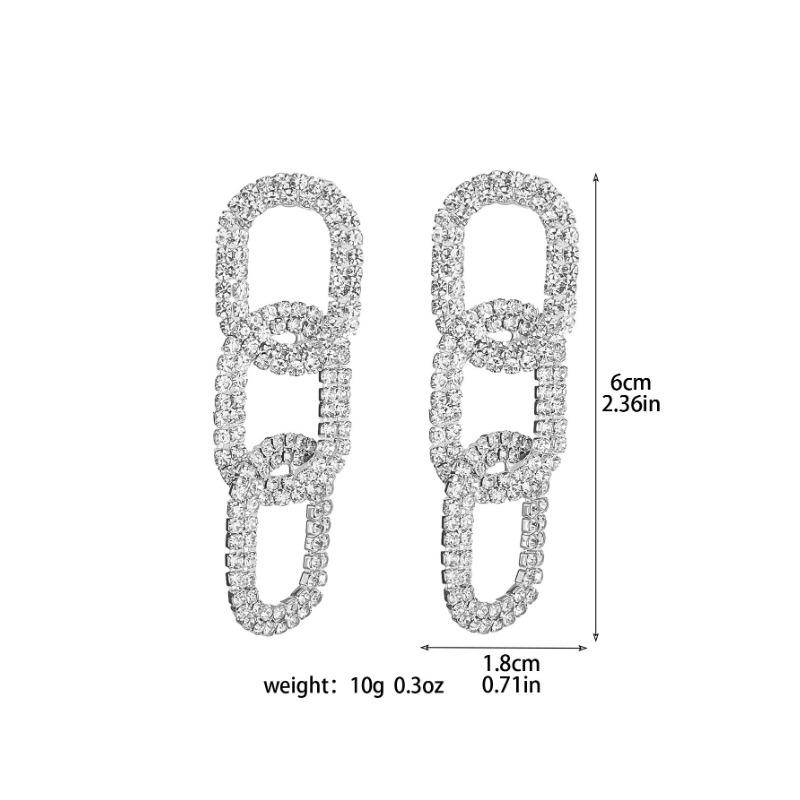 Cercei cu lanț cu strasuri strălucitoare, personalizați, exagerați, cu temperament, sute de cercei asortate, cercei pentru club de noapte, cercei pentru femei, 1 pereche