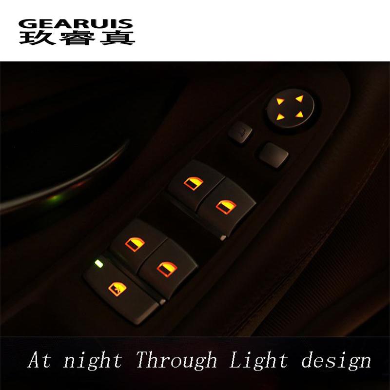 Auto Styling Tür Armlehne Panel Abdeckungen Aufkleber für BMW 5 6 serie F10 F18 F07 5gt Fenster Glas Hebe Tasten auto