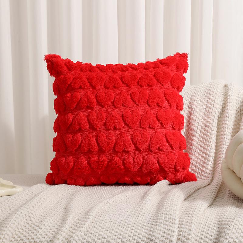 Snow Velvet Quilted 3D Heart Pillow Cover for Valentine's Day - Sofa or Bedroom Decor