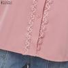 ZANZEA Women Casual Turn Down Collar Loose 3/4 Sleeve Blouse