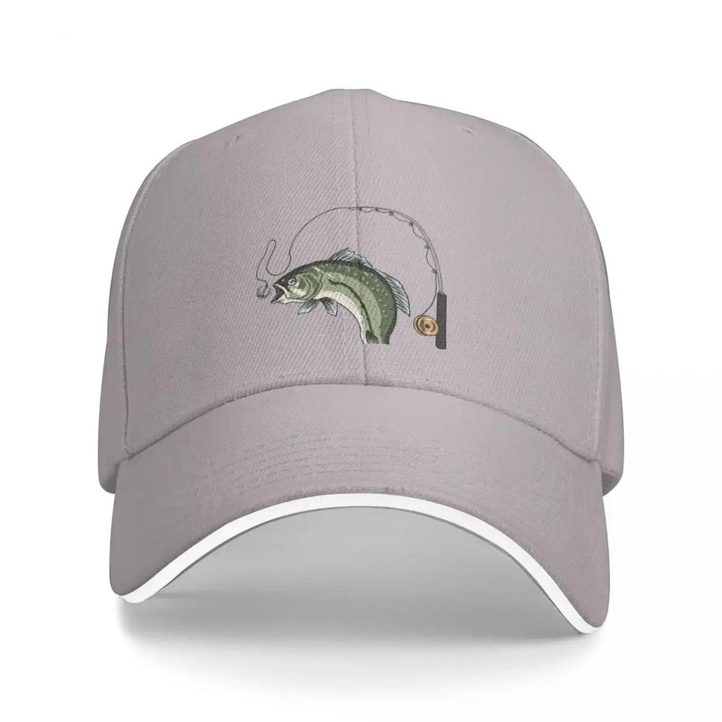 Fish with Rod and Reel Gone FishingCap Baseball Cap Streetwear Rugby Unisex Cap Women's