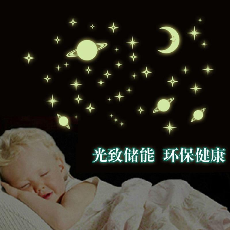 Glow Glass Stickers Fluorescence Meteor Star Moon Permanent Luminous Children Room Dormitory Decorat