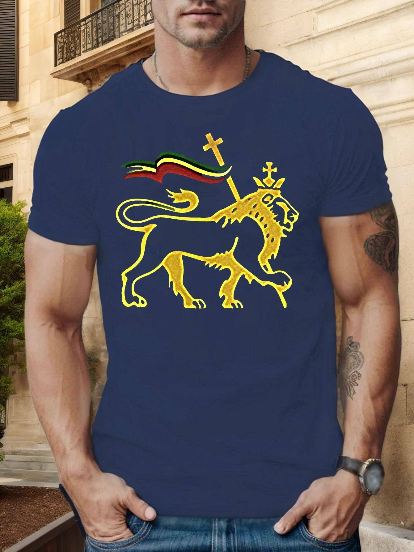 Graphic T-shirt - Royal Blue with Bold Lion Design S