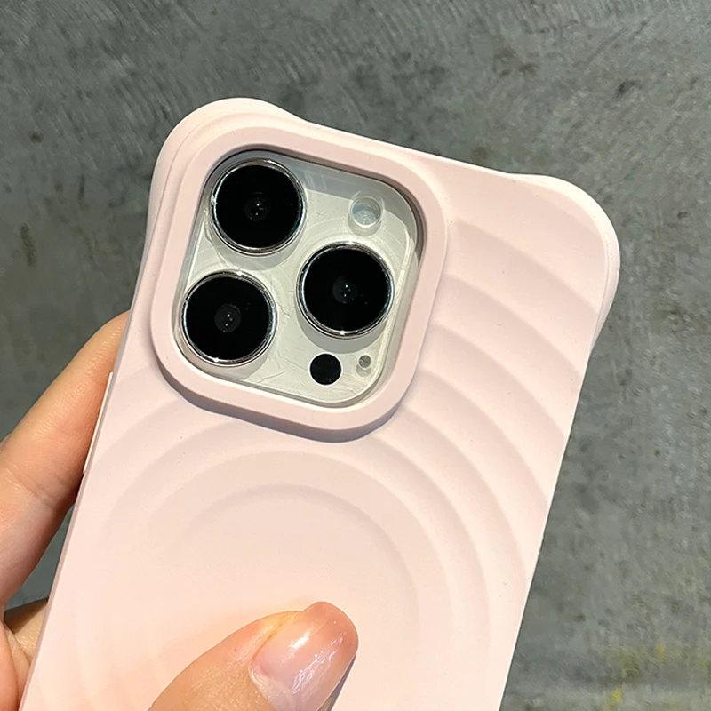 Luxury Ripple Liquid Silicon For Magsafe Wireless Charge Magnetic Case for iPhone 15 14 Plus 13 12 Pro Max Soft Shockproof Cover