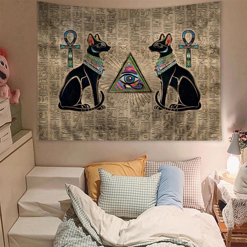 Japanese Anime Wall Hanging Tapestry Ancient Egyptian Carpet God Egyptian Cat Anubis Art Print Home Decor