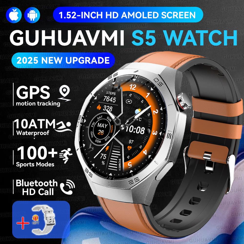 New GPS Tracking AMOLED Screen Smart Watch For Men Sports Modes Bluetooth Call Heart Rate 10ATM Waterproof For Android iOS