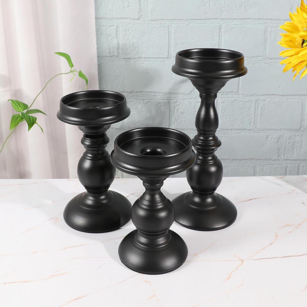 American Retro Black Iron Candlestick: Aromatherapy Pillar Candle Holder & Photography Prop