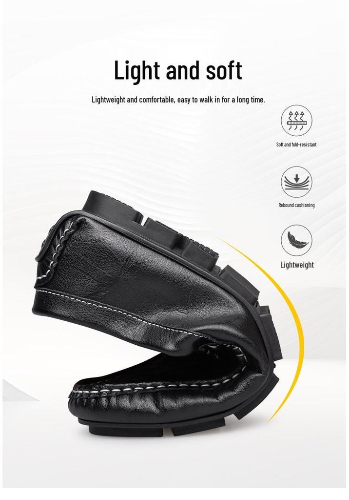 Men's Genuine Leather Loafers: British Style Slip-On Driving Moccasins with Soft Sole
