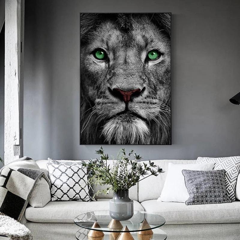 Modern Animal Lion Canvas Painting Black and White Posters and Prints Wall Art Picture for Living Room Wall Decoration Cuadros