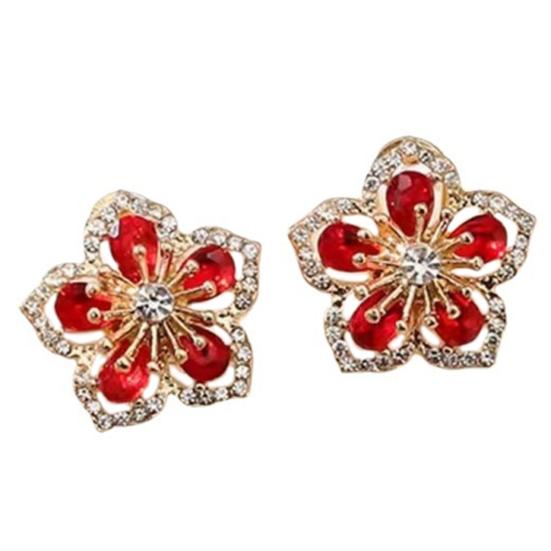 1 Par Pendientes de Tuerca Brillantes Larga Duración Mujer Encantadora Flor Pendiente de Tuerca