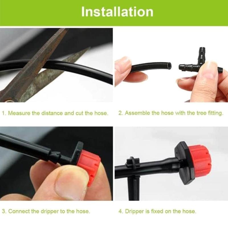 100 Stück Einstellbarer Mikro-Tropfer 100 Stück T-Verbinder 100 Stück Garten-Schlauch Erdanker Tropfsystem Automatisch