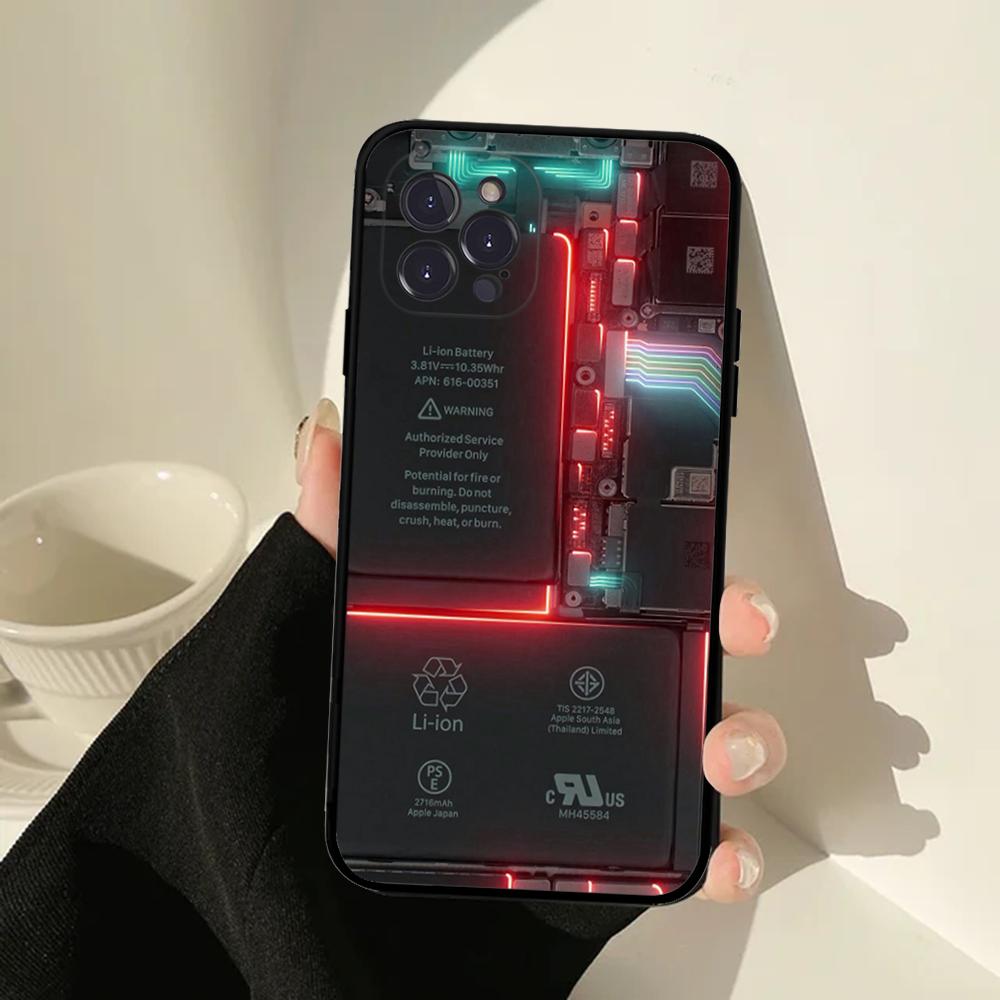 Inside Circuit Board Phone Case For IPhone 16 15 14 11 12 13 Mini Pro XS Max Cover 6 7 8 Plus X Funda Shell