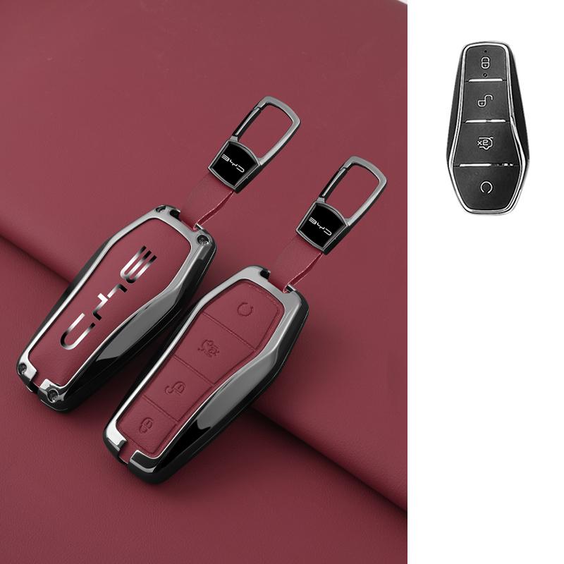 Car Key Case Cover Shell Fob for BYD Atto 3 Han EV Dolphin Lied Tang Dm Qin PLUS Song Pro MAX Yuan Zinc Alloy Protector Keychain