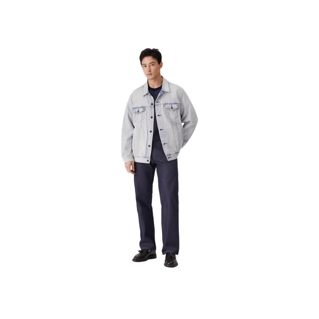 Levis Loose Comfortable Lapel Single-Breasted Long Sleeve Denim Jacket Men Jackets Light-Blue A5782-0051