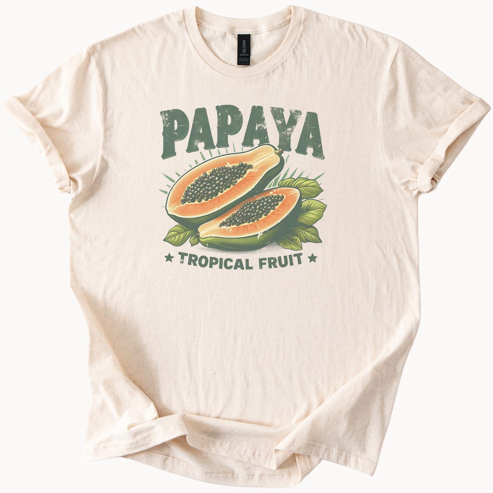 Papaya Tropical Fruit Graphic T Shirt Colorful Papaya Illustration Tee Botanical Fruit Lover Shirt Summer Papaya Art Shirt Gift 160