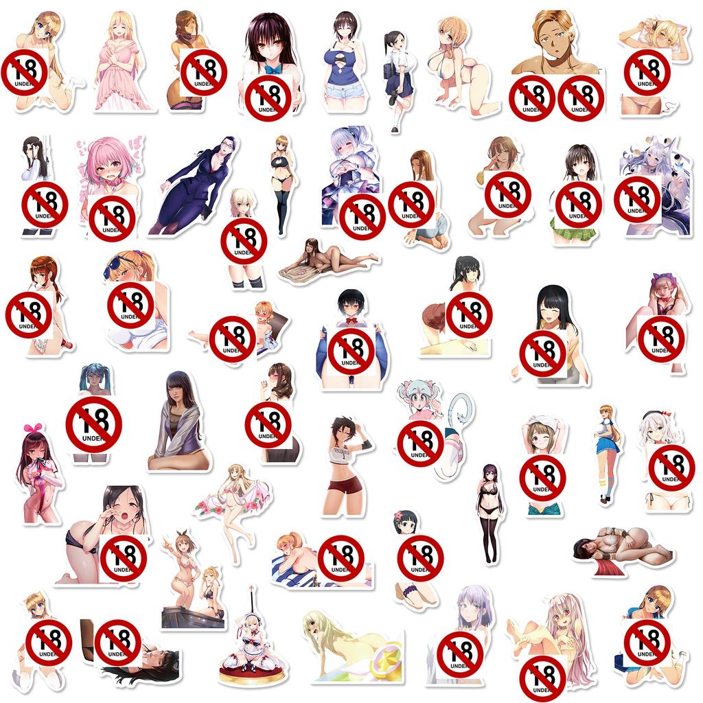 50Pcs Adult Anime Sexy Stickers Suncensored Decals for Laptop Phone Sticker decoration aesthetic