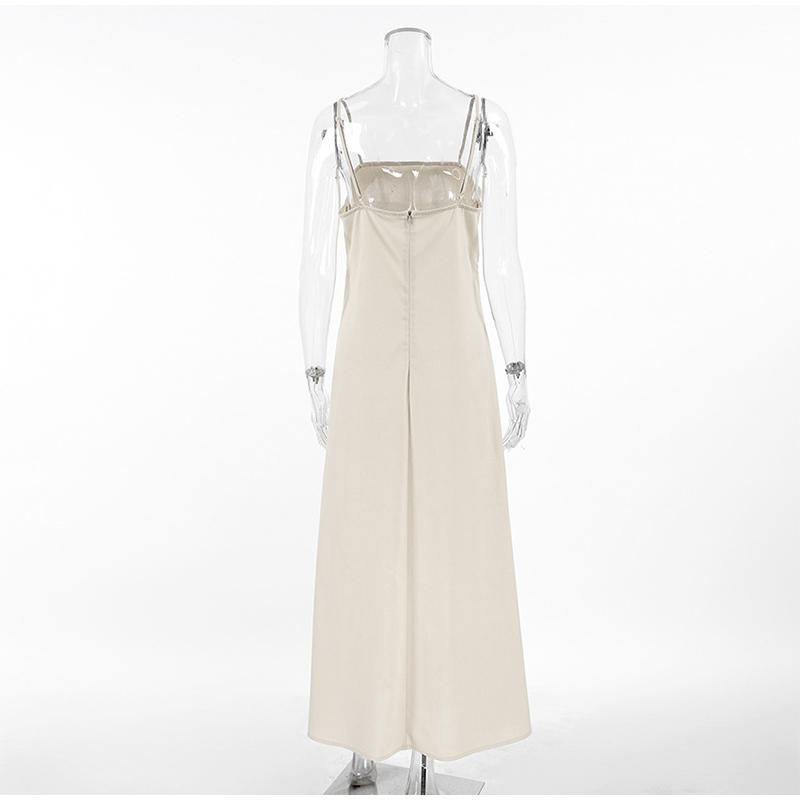 Elegant Cotton Lined Slip Dress Women Solid Color Tube Sleeveless Long Dresses Female 2025 Spring Summer Fashion Lady Beach Dress