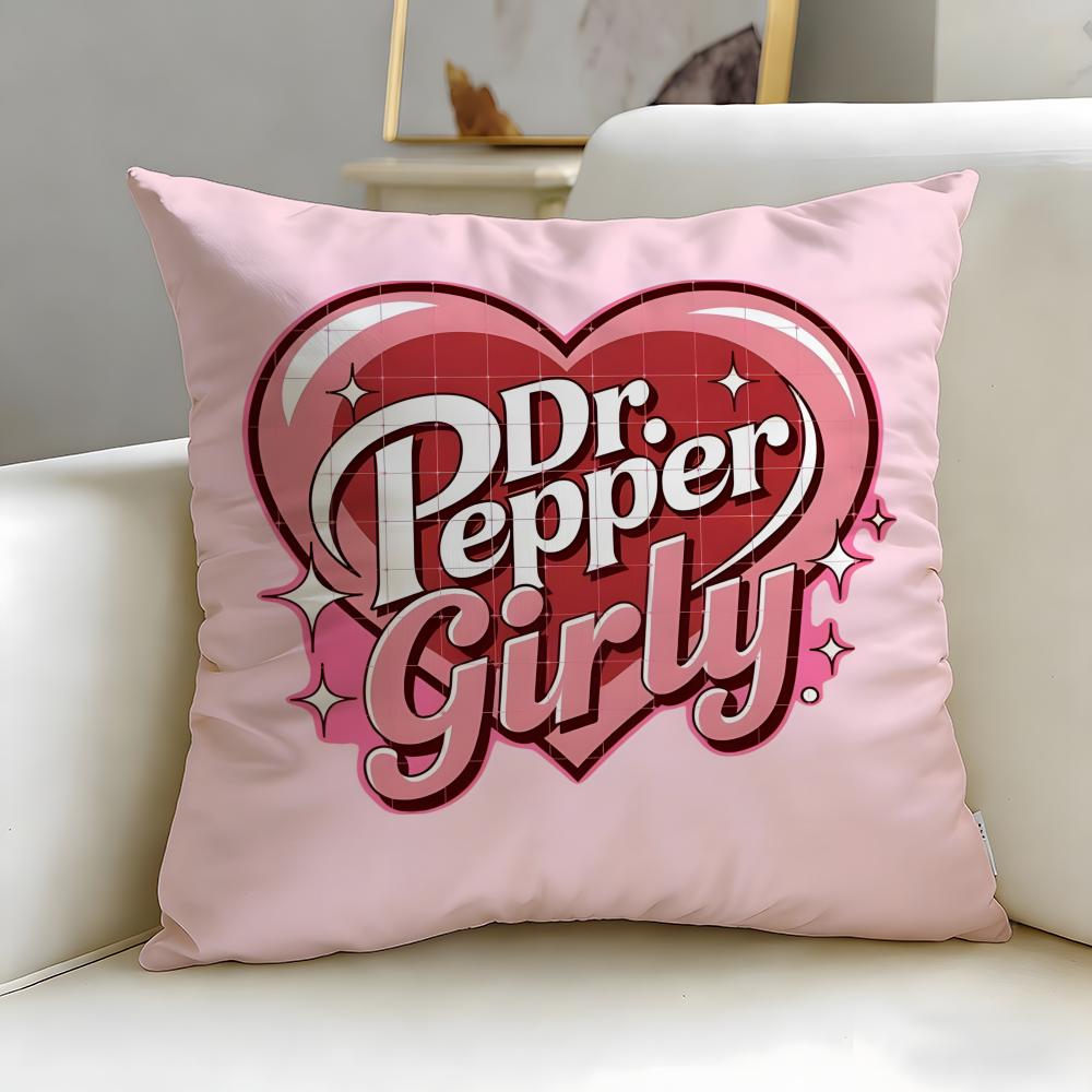Classic Beverage Brand Dr Pepper Cushion Cover Soft & Easy-Wash Pillow Case – Versatile for Couch, Bed, Travel and Office