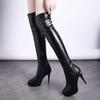 Over-knee Boots Women's 2025 New Side Zipper High Heels Sexy Thin Heel Pointed Boots Thin Leg Elastic Boots