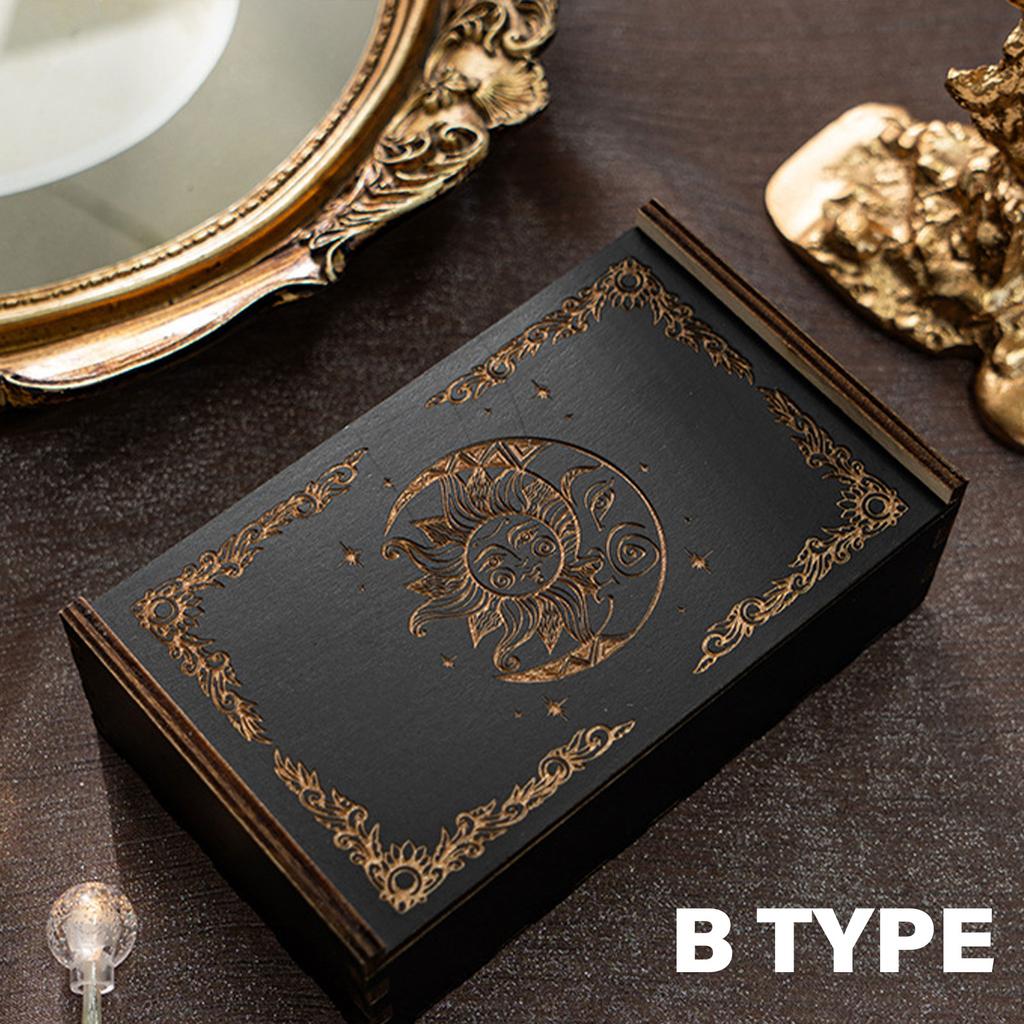 Wood Rectangle Organizers Box Playings Card Storage Case Money Coin Carry Box Candy Key Case Business Tarots Storage Can