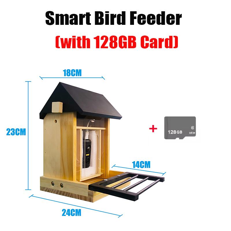 Smart Bird Feeder with 1080P Cam Built-in Battery Solar Low Power Night Vision Remote Recording Outdoor IP66 Waterproof Feeder