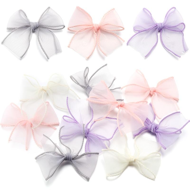 10pcs/pack 8x8cm Fish Tail Gauze Hand Tied Bow Hair Clothing Accessories For DIY Handmade Craft Clothing Decoration Accessories