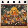 VIKAMA Buddhas Preaching Thangka Tapestry Lotus Garden Scene Wall Hanging For Prayer Room Tea Room Living Room Decor Cultural