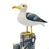 Seagull Figurine Wooden Coastal Ornament Rustic Beach Themed Bird Statue for Table Bedroom Office