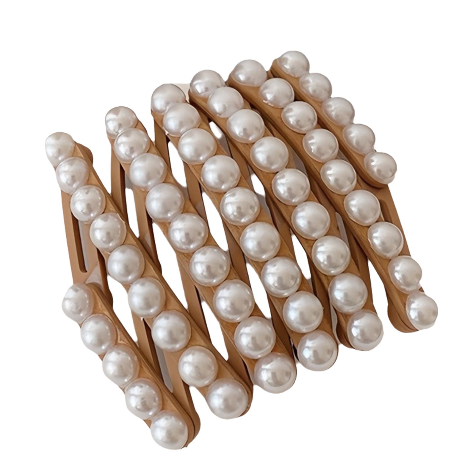 

Elegant Pearls Hair Hoop Comfort Fits Expandable Designs Fashion Accessory Headband for Parties and Weddings Supplies хаки