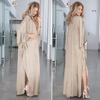 Boho Plus Size Satin Dress for Women Tie Front V-Neck Long Sleeve Tunic Dress Casual House Robe Summer Beach Swimsuit Cover Up