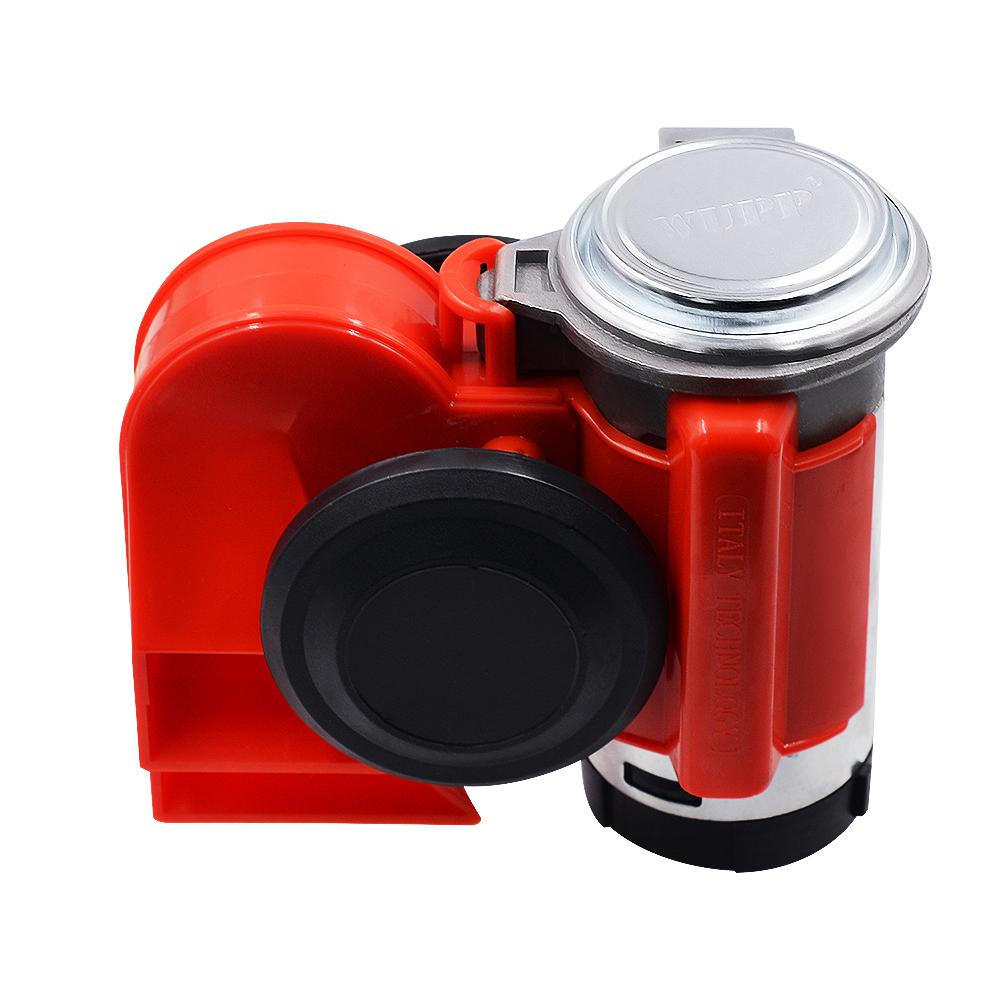 12V 115dB Car Air Horn Red Compact Dual Tone Electric Pump Loud Siren Vehicle for Car Motorcycle Truck Bicycle