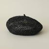Solid Color Hollow Beret Hollow Knitted Pumpkin Hat Casual Painter Hat  Women