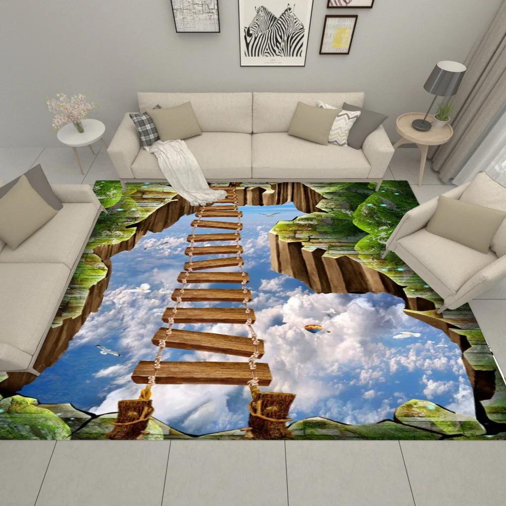 3D Single Bridge Pattern Living Room Large Carpet Bedroom Rug Alfombra Kids Area Rugs for Home Soft Floor Anti-slip Parlor Mat