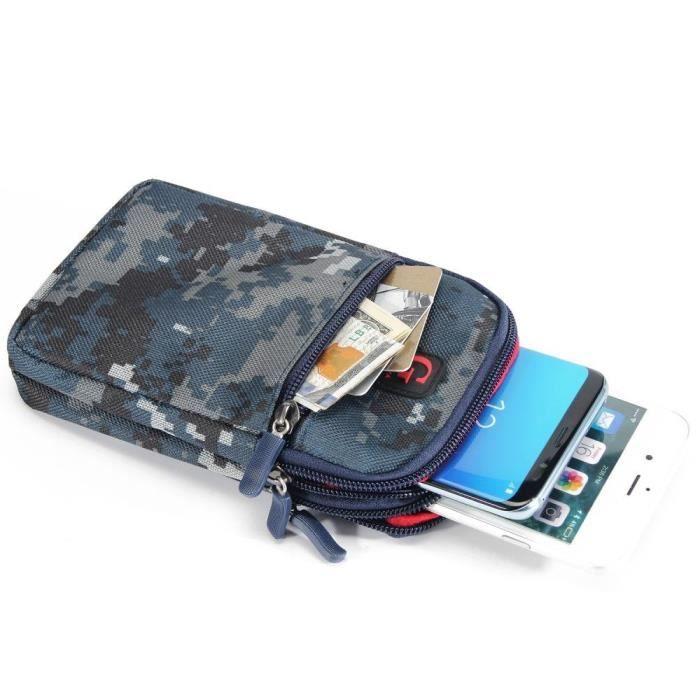 Étui Camouflage Housse Ceinture Multi-usages Armée Militaire Navale Pour Cubot King Kong CS (2020) > Bleu (17.5 X 10 Cm)