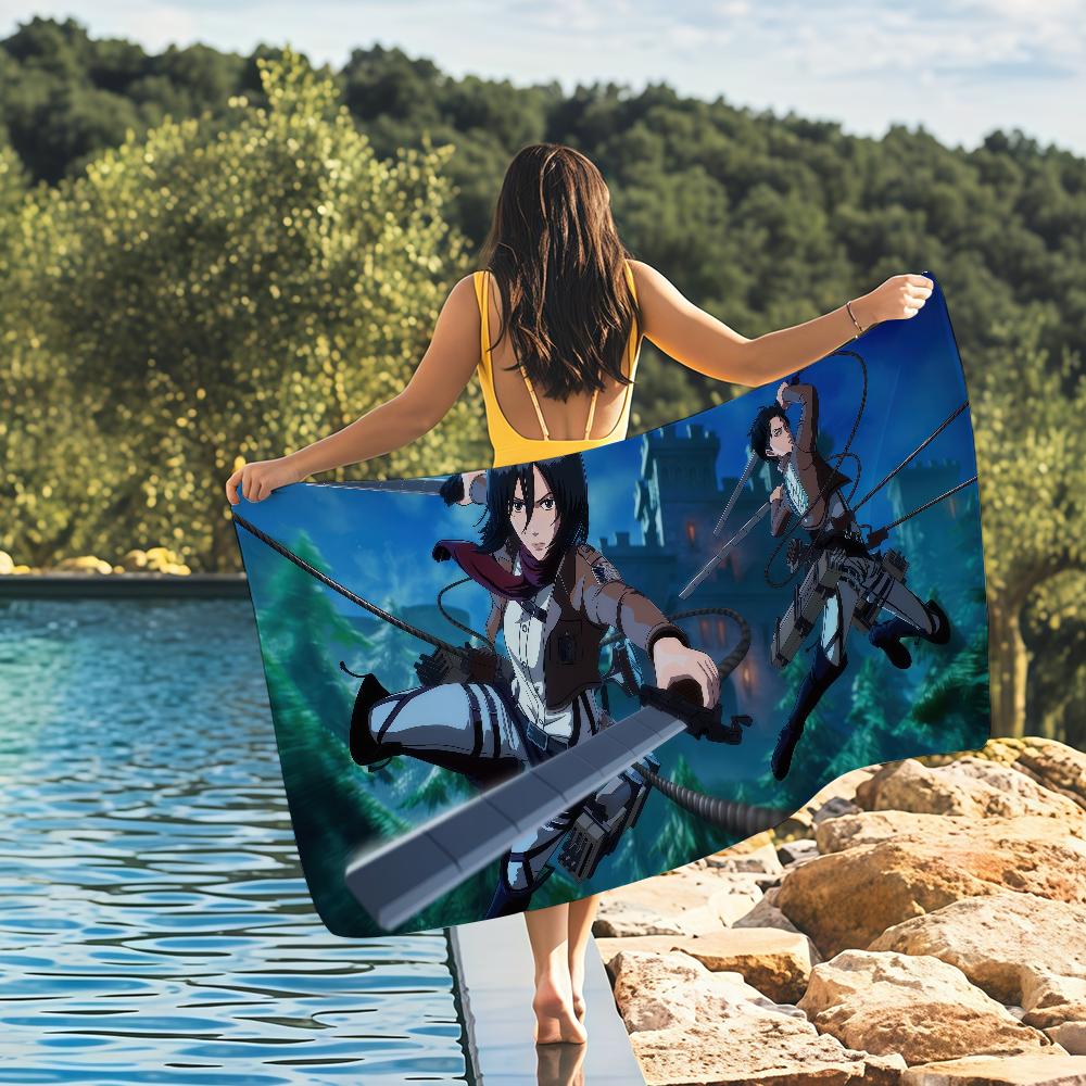 Anime Attack On Titan Towel Quick Drying Beach Towels Are Suitable For Swimming Pools Camping Yoga And The Gym