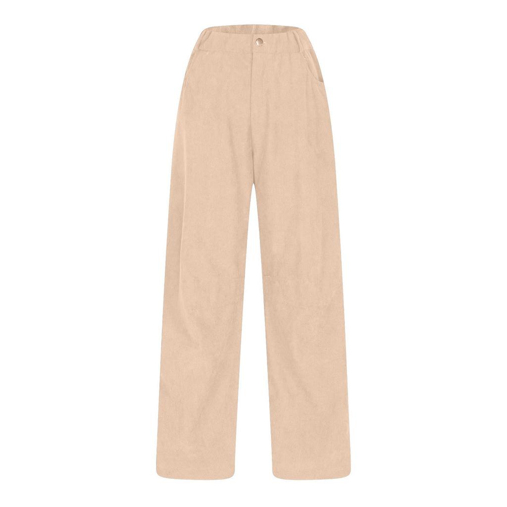 Women's Corduroy Pants Casual Women's Solid Color Corduroy Loose Straight Pants