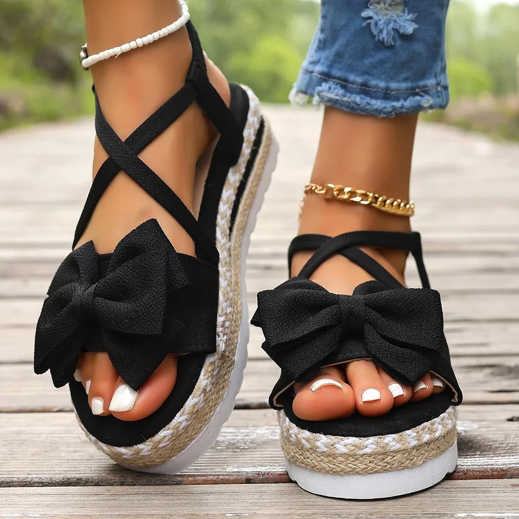 Fashion Women Sandals New 2025 Lightweight Sandals Fashion Beach Casual Sandals Outdoor Bow Tie Flat Home Shoes Women Zapatos De Mujer