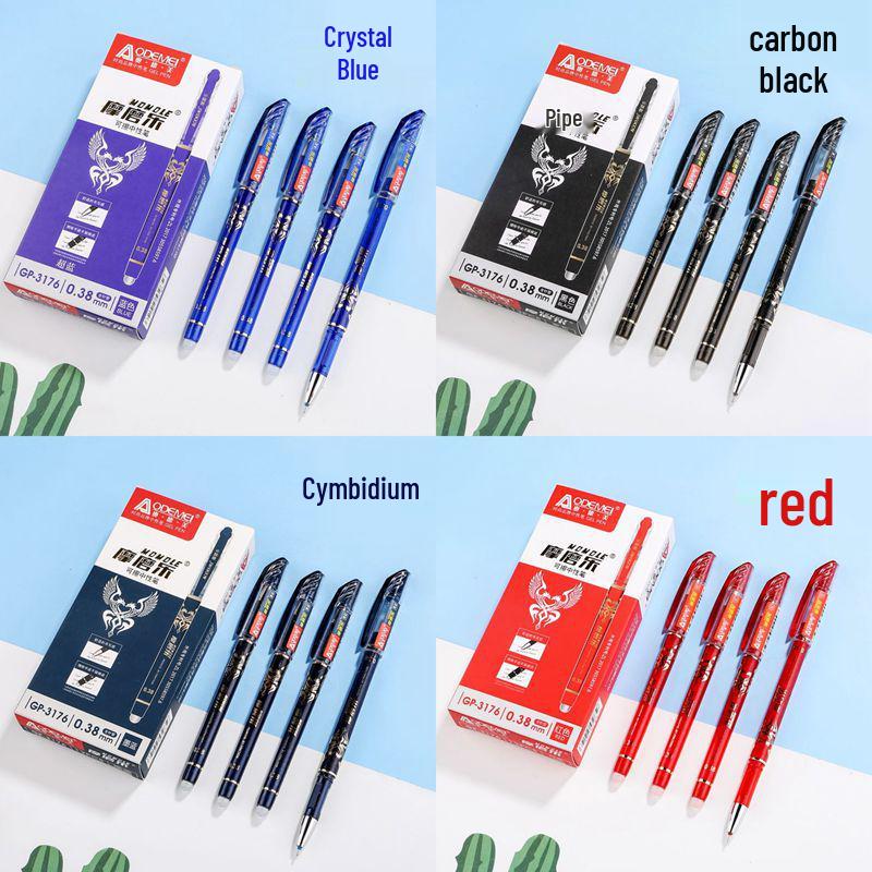 3176 Transparent Erasable Gel Pen - 0.38mm Blue, Red & Black Ink, for Office and Student Use